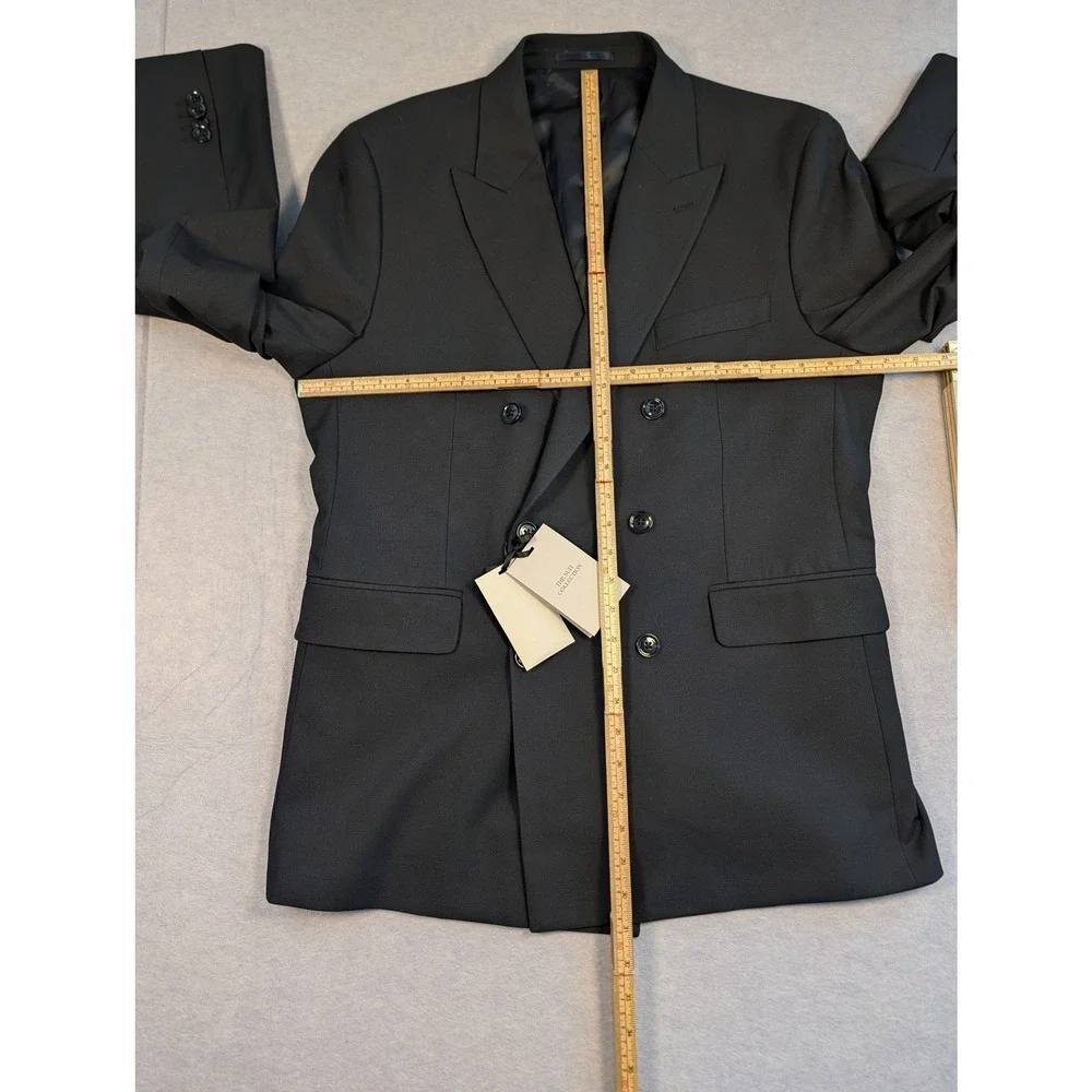 Mango Americana 150 Monaco Blazer Men 42 Black Double Breasted Slim Fit New